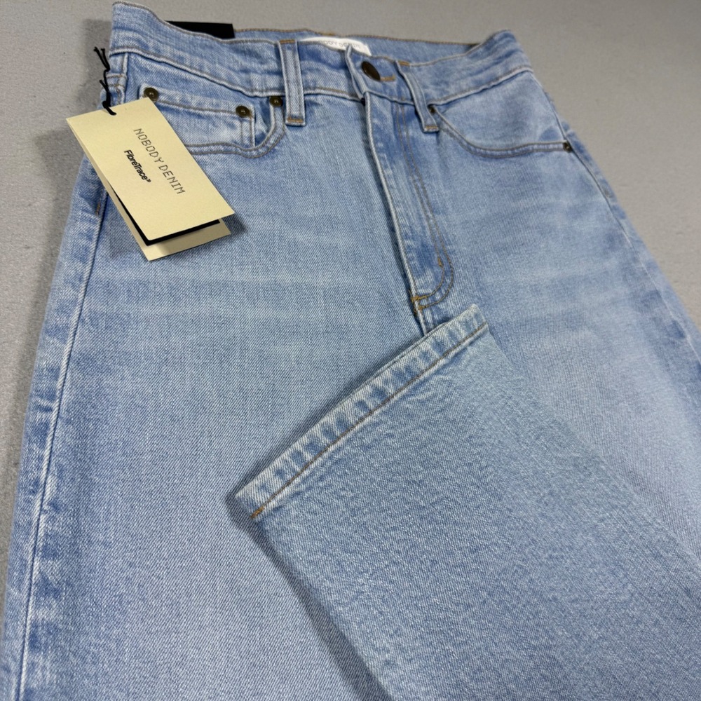 Nobody Denim Evelyn Super High Rise Straight Leg Ankle Jeans Light Wash Blue 24